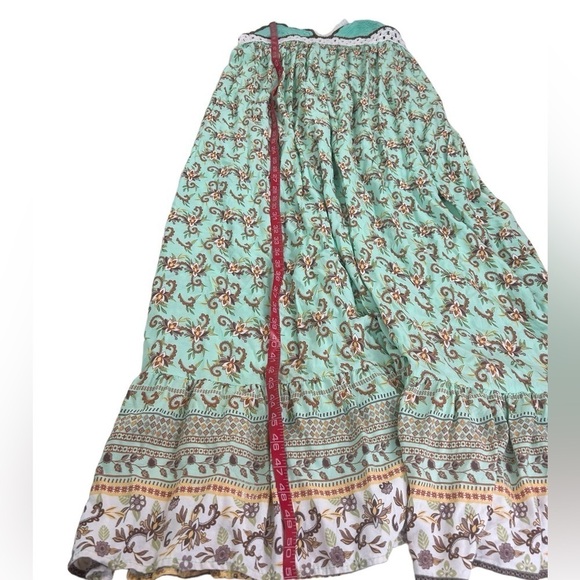 Rue21 Green Crocheted Babydoll Floral Ruffle Tiered Boho Cottage Maxi Dress LG - Picture 7 of 9